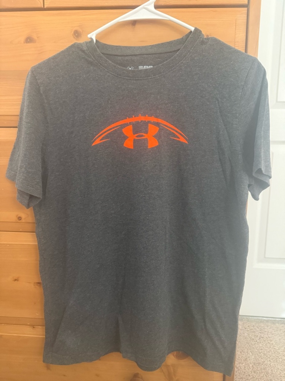 Under Armour Boys Charcoal Heather T-Shirt with Orange Logo